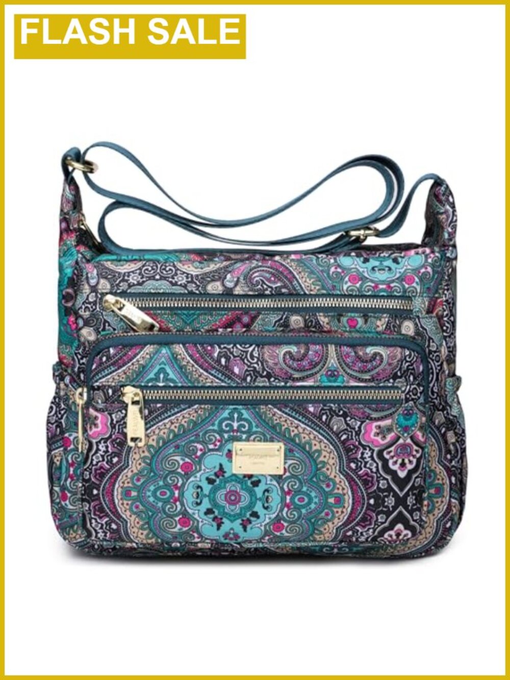 Nylon Satchel Tote Handbag 10 Pockets Anti-Theft Crossbody Shoulder Bag